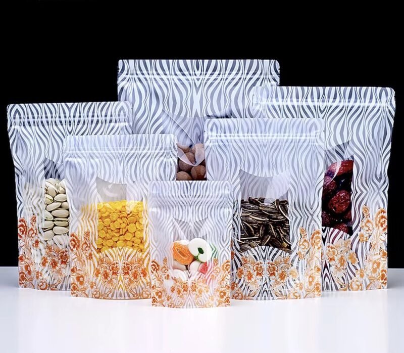 White Printed stand up pouches