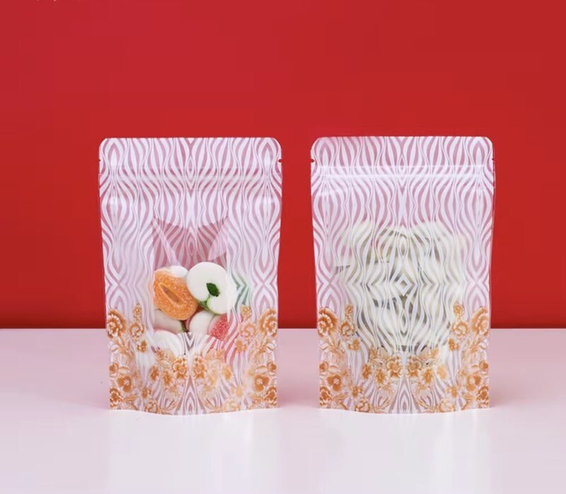 White Printed stand up pouches
