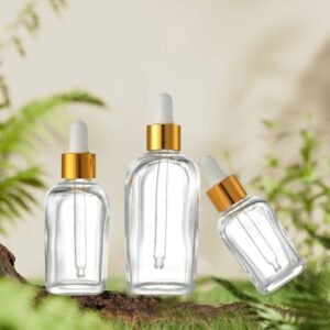 circle dropper bottle with gold cap