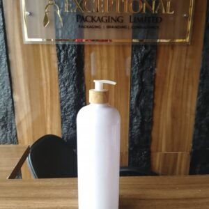 1 litre white bottle with bamboo pump