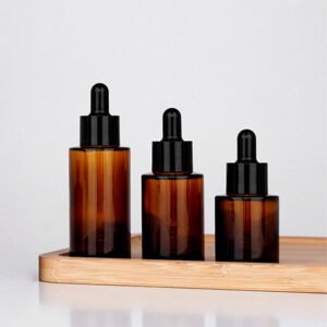 amber flat shoulder dropper bottle