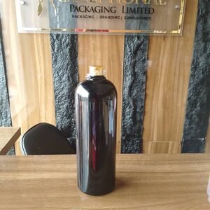 1 litre amber bottle with gold screw cap