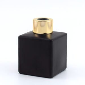50ml Square Matte Black Diffuser Bottle with Gold Cap