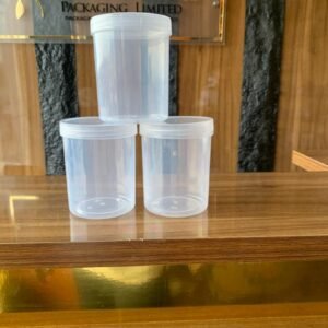 transparent bolly jar with white lid