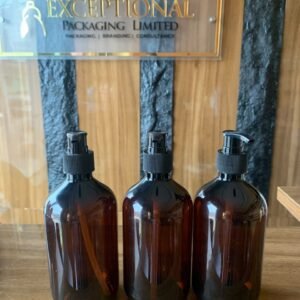 amber boston bottle with pump